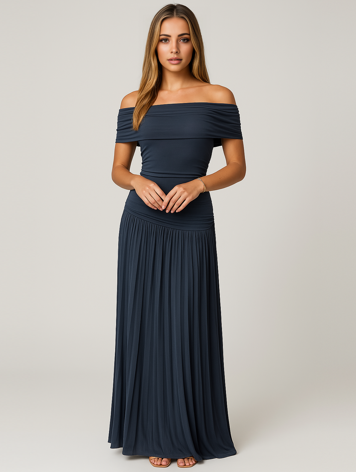 Maxikjole Dame Plissert Design til Bryllup og Spesielle Anledninger 6