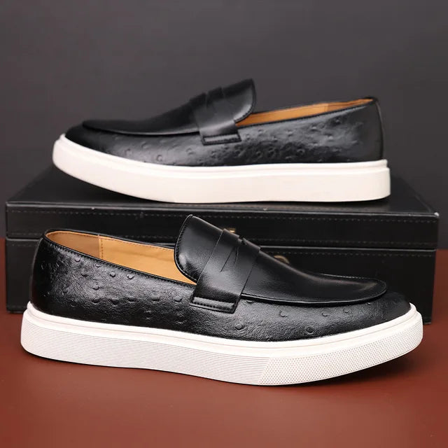 Herre Loafers Retro Britisk Design Slangeskinn 1