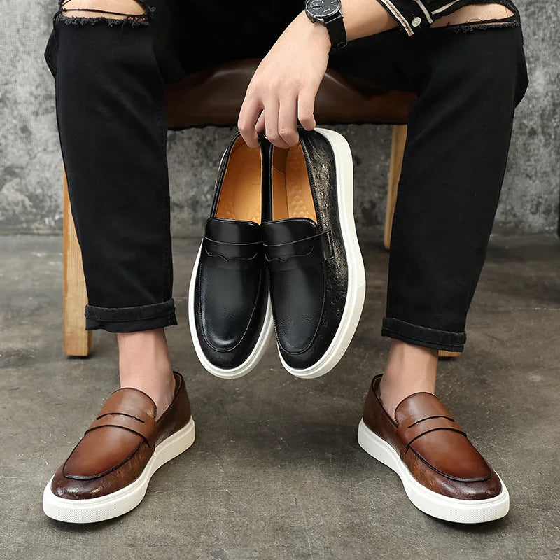 Herre Loafers Retro Britisk Design Slangeskinn 2
