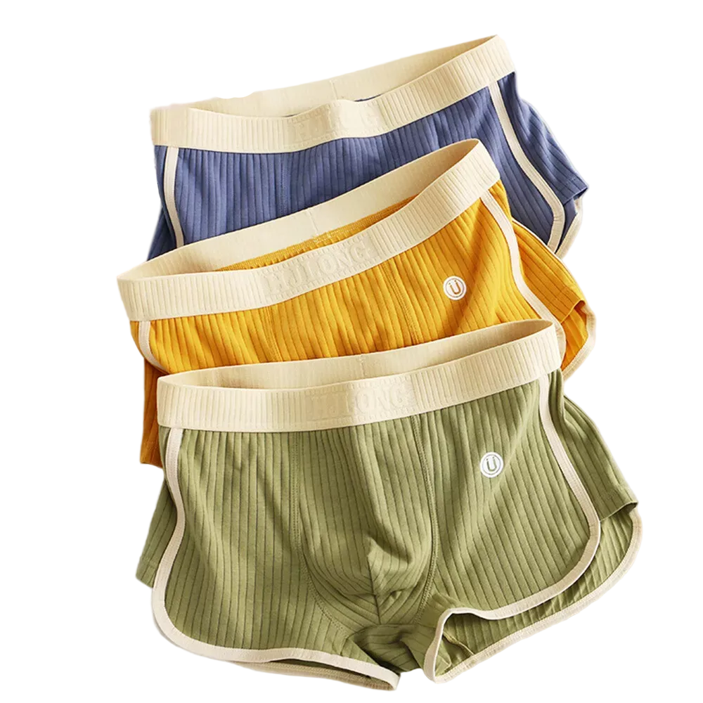 Men's Boxer Briefs Set with Ribbed Contrast Trim 0
