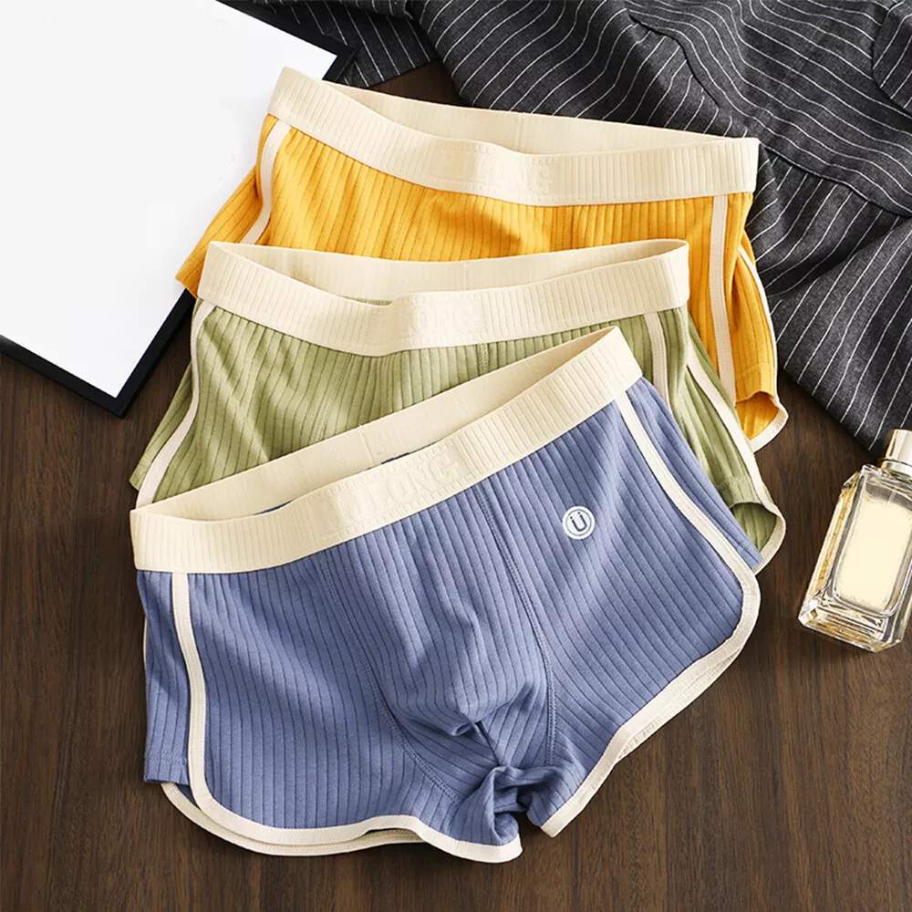 Men's Boxer Briefs Set with Ribbed Contrast Trim 1