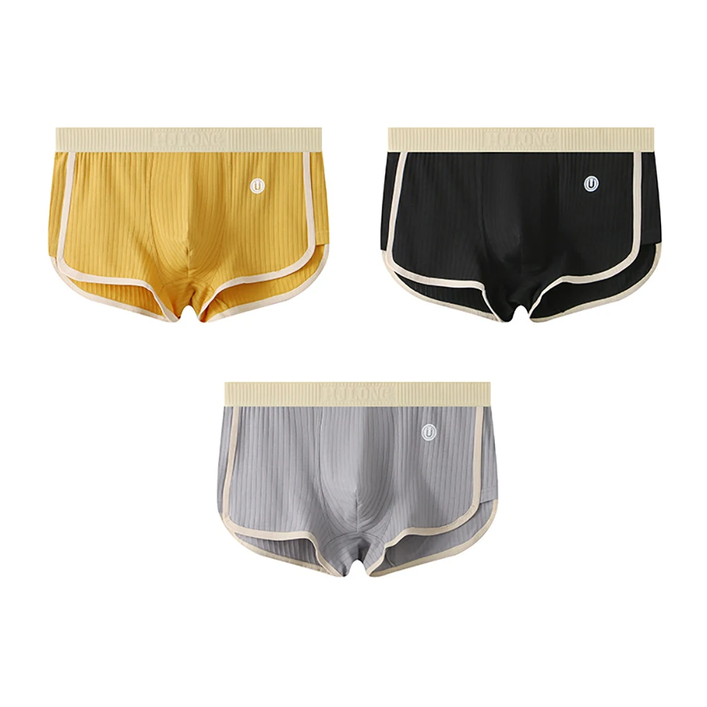 Men's Boxer Briefs Set with Ribbed Contrast Trim 3