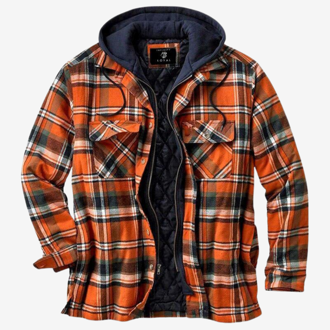 Men's Quilted Jacket with Checked Hood 2