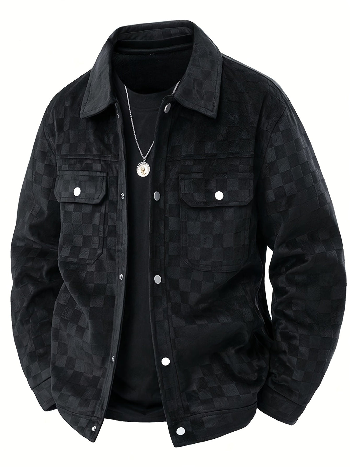 Men's Trucker Jacket with Classic Check Pattern 0