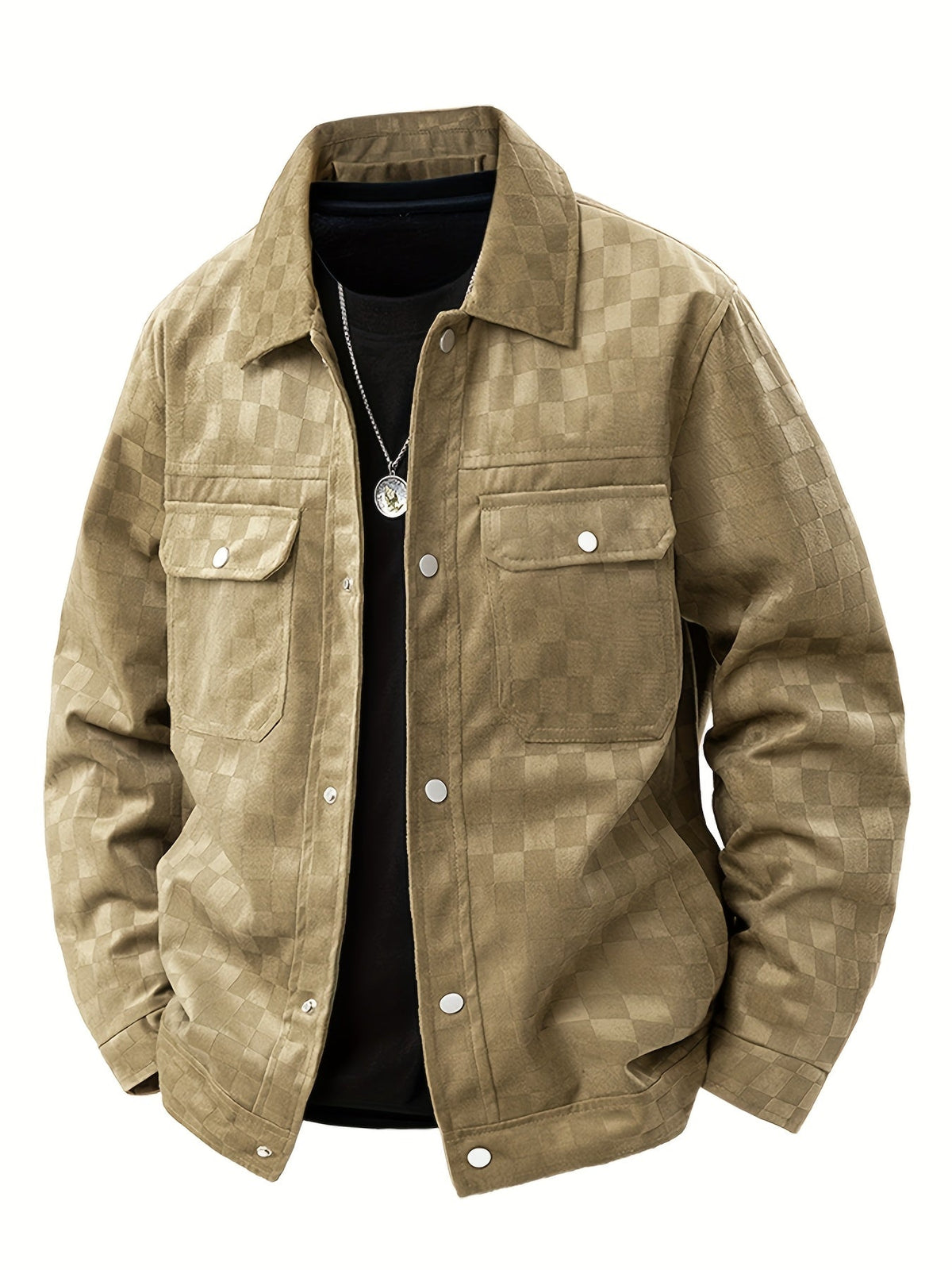 Men's Trucker Jacket with Classic Check Pattern 5
