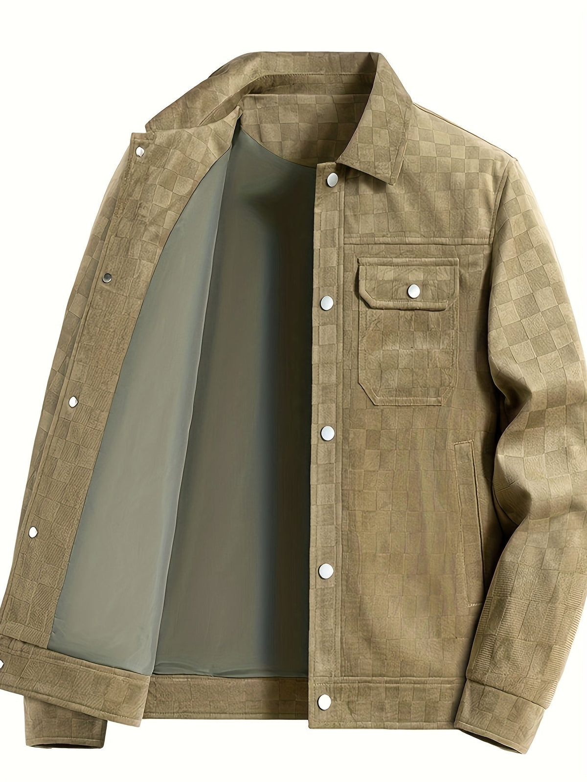 Men's Trucker Jacket with Classic Check Pattern 8