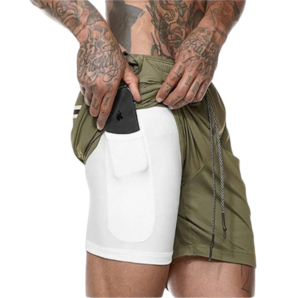 Menns 2-i-1 Fitness-Shorts 0