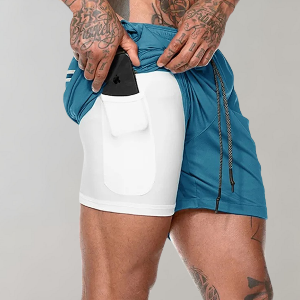 Menns 2-i-1 Fitness-Shorts 8