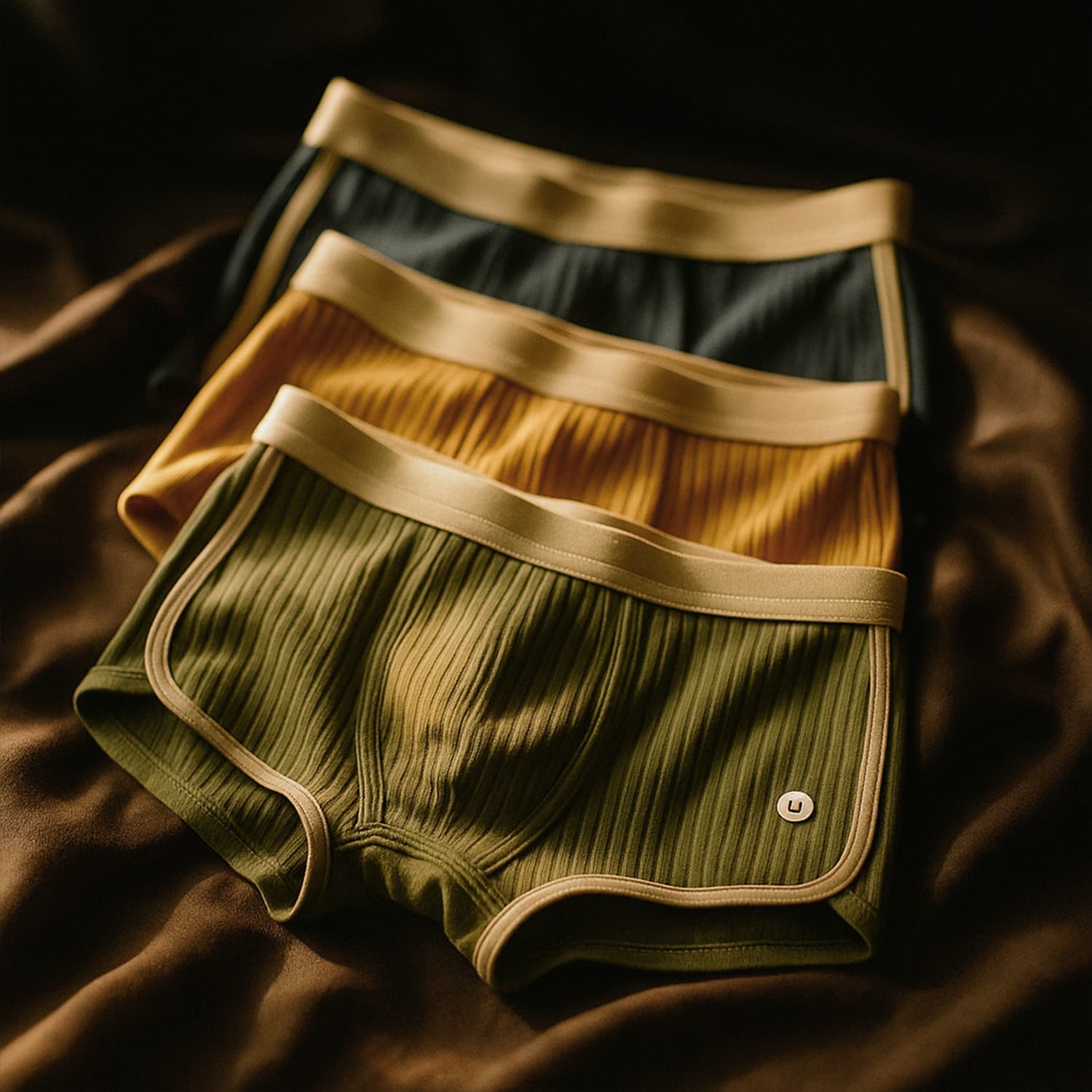 Menns Boksershorts Tredelt Sett Med Ribbet Design 1