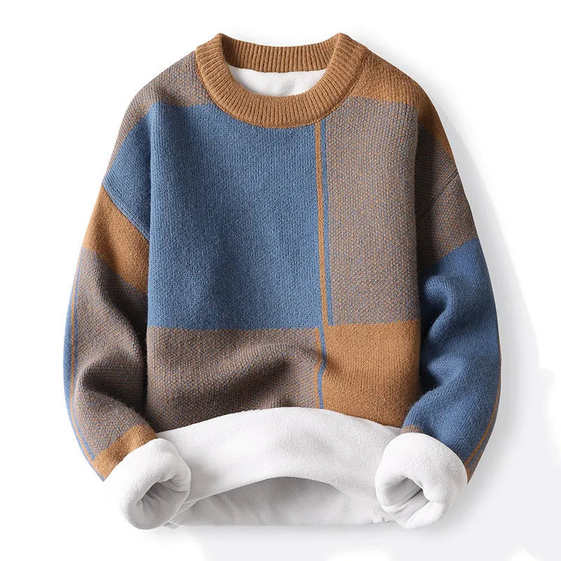 Menns Crewneck Genser med Colorblock Design 1