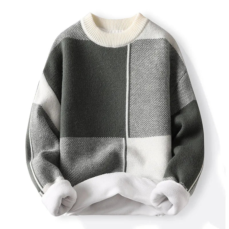 Menns Crewneck Genser med Colorblock Design 2