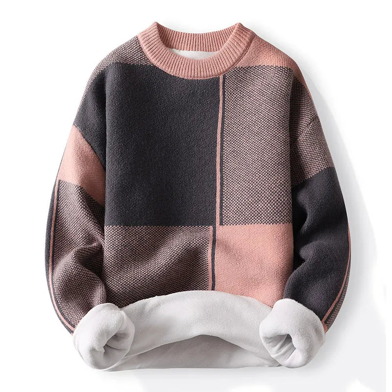 Menns Crewneck Genser med Colorblock Design 3