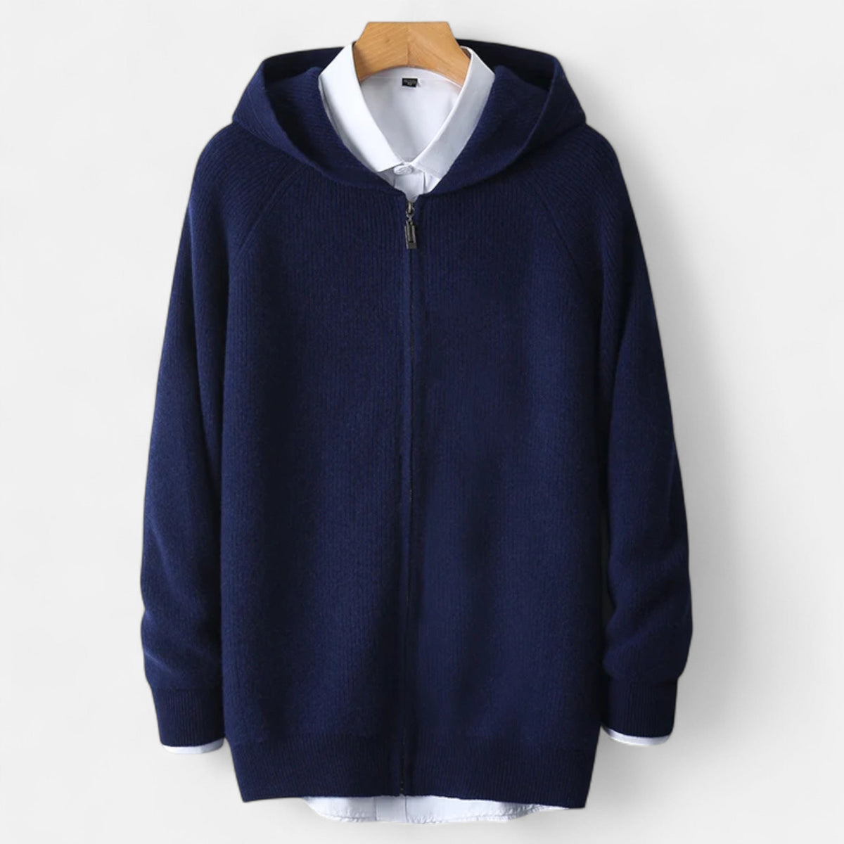 Menns Hettegenser med Glidelås i Merino Ull 3
