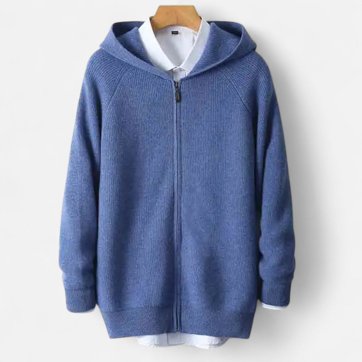 Menns Hettegenser med Glidelås i Merino Ull 4