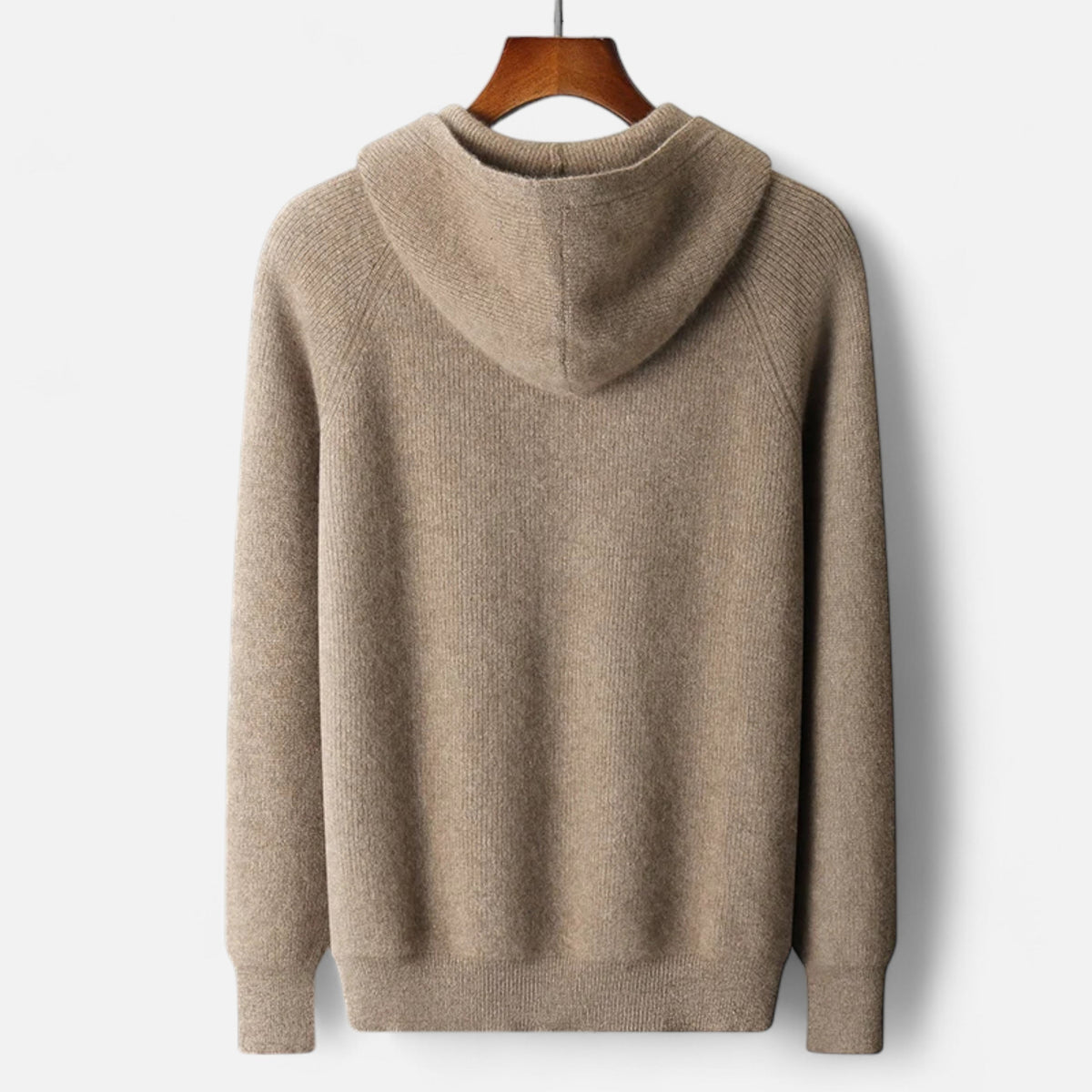 Menns Hettegenser med Glidelås i Merino Ull 7