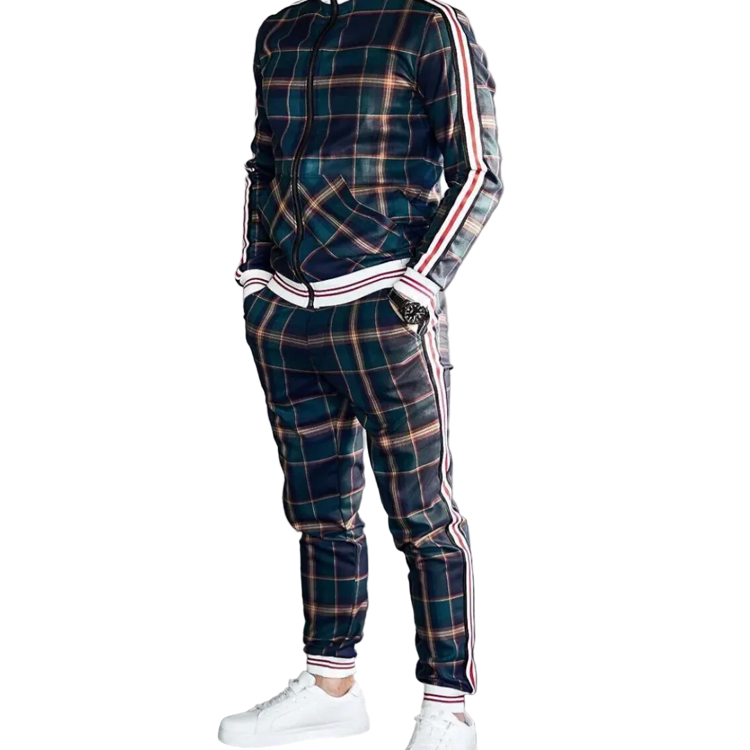 Menns Joggetreningsdress med Rutemønster 0