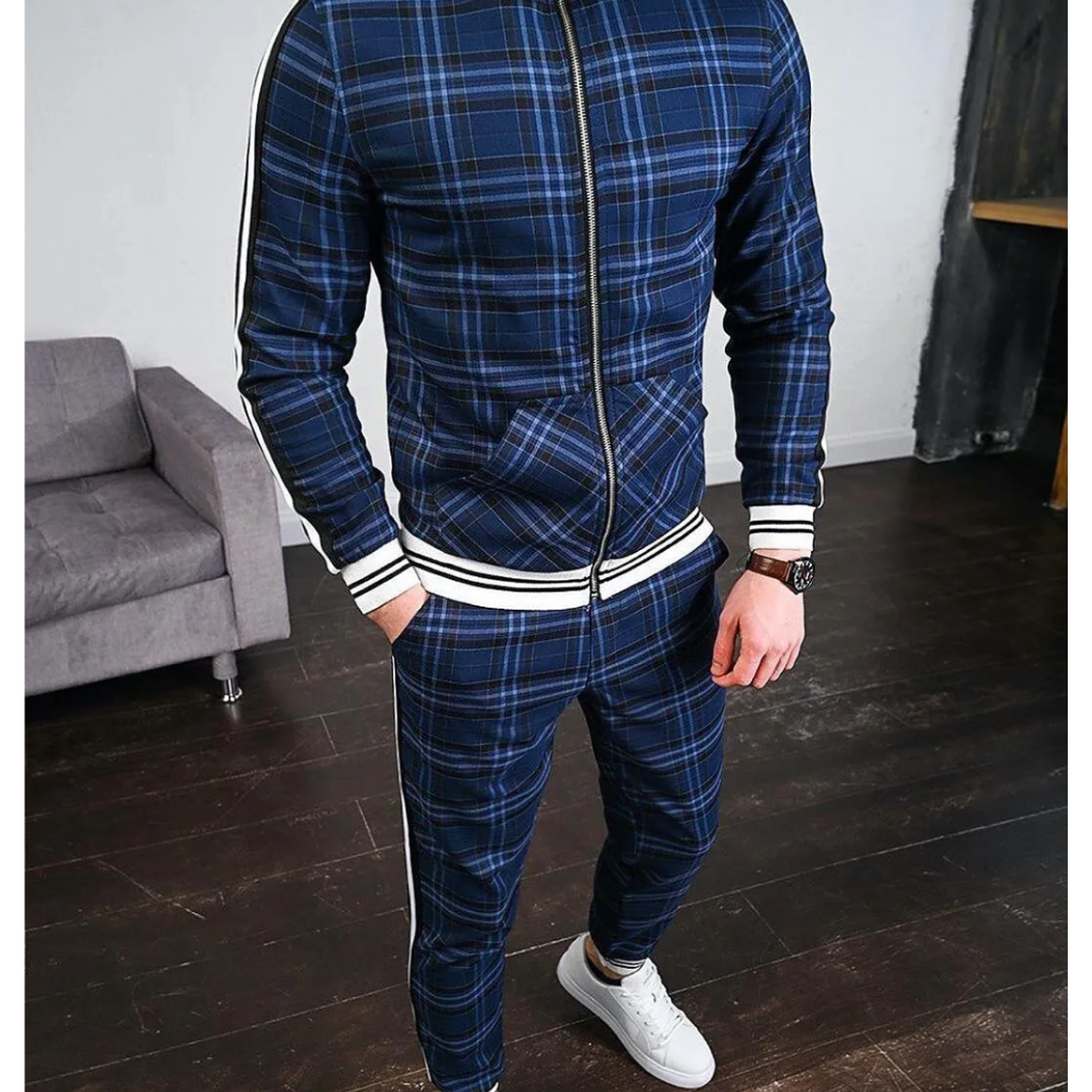 Menns Joggetreningsdress med Rutemønster 1