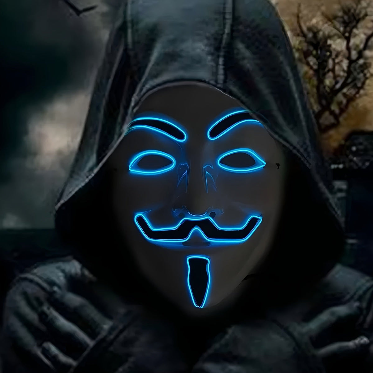 Menns LED Halloween Maske Anonym Stil 3
