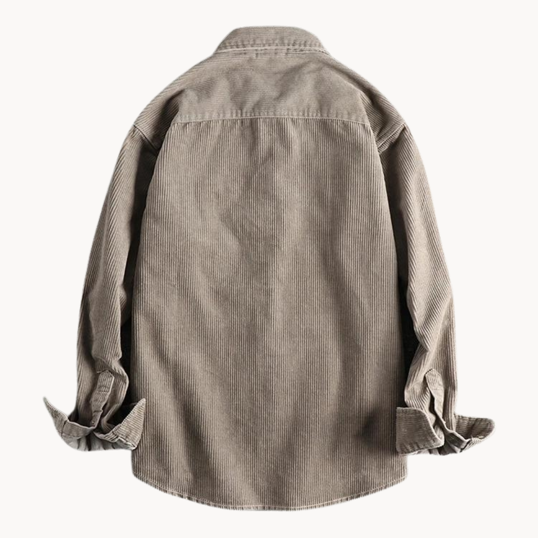 Menns Langermet Cordfløyelskjorte Casual 1