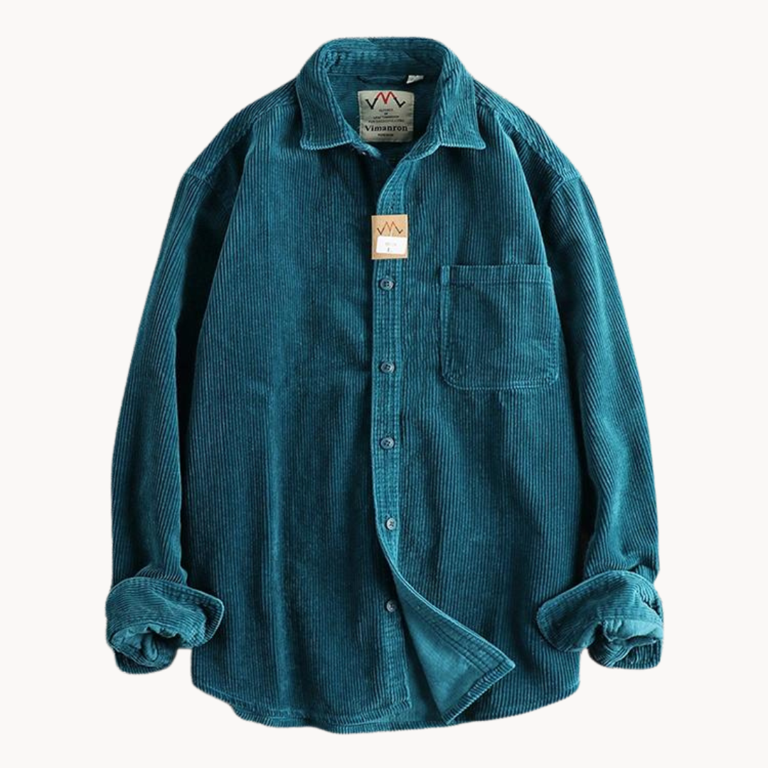 Menns Langermet Cordfløyelskjorte Casual 4