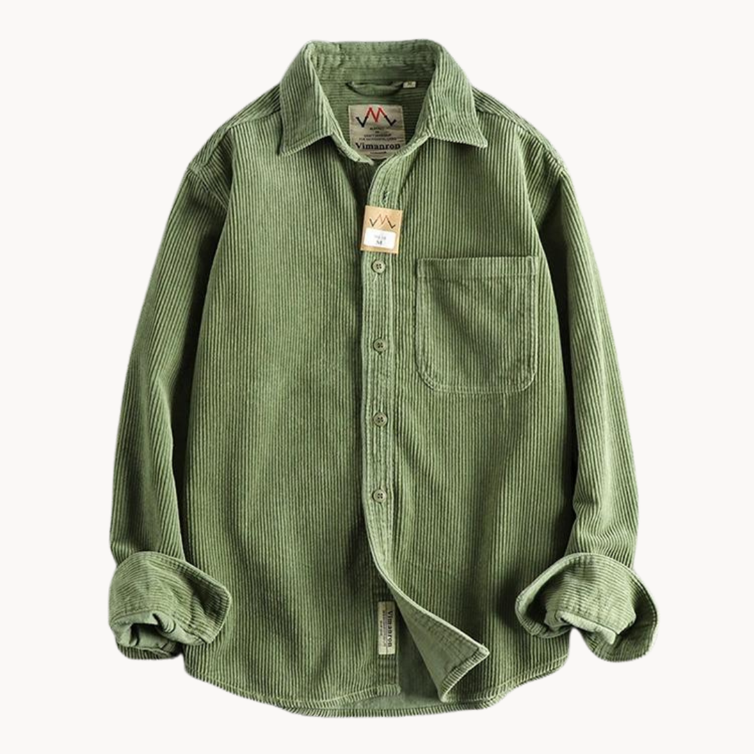 Menns Langermet Cordfløyelskjorte Casual 8