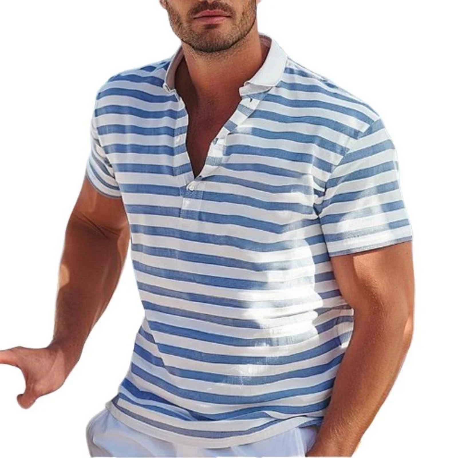Menns Retro Polo Stripete 1