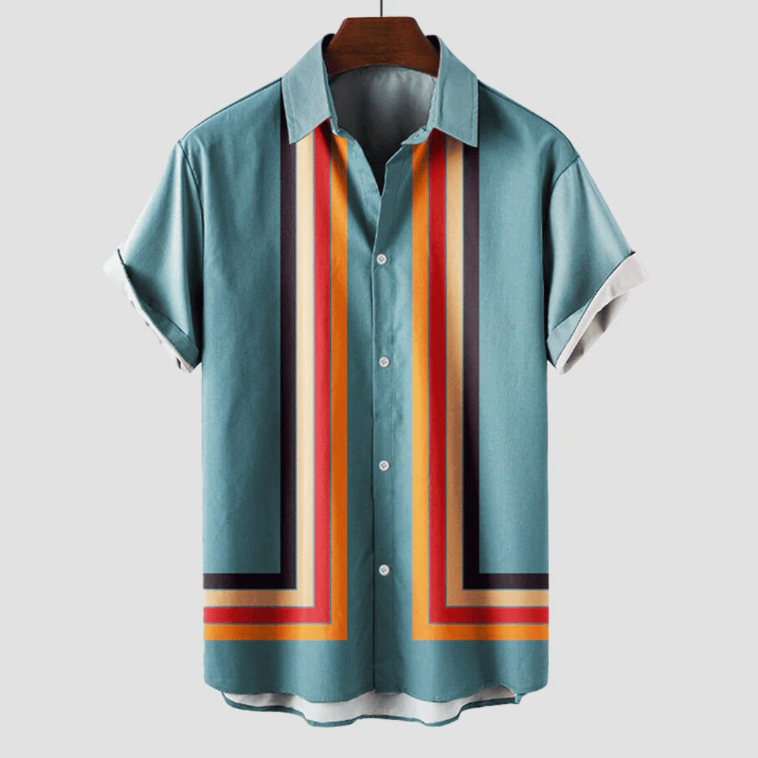 Menns Retro Sommerskjorte Stripete Design 3