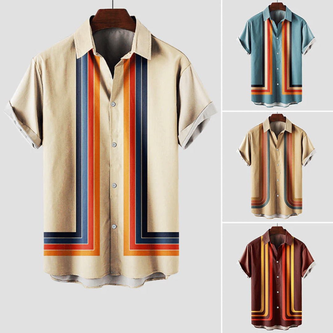 Menns Retro Sommerskjorte Stripete Design 4