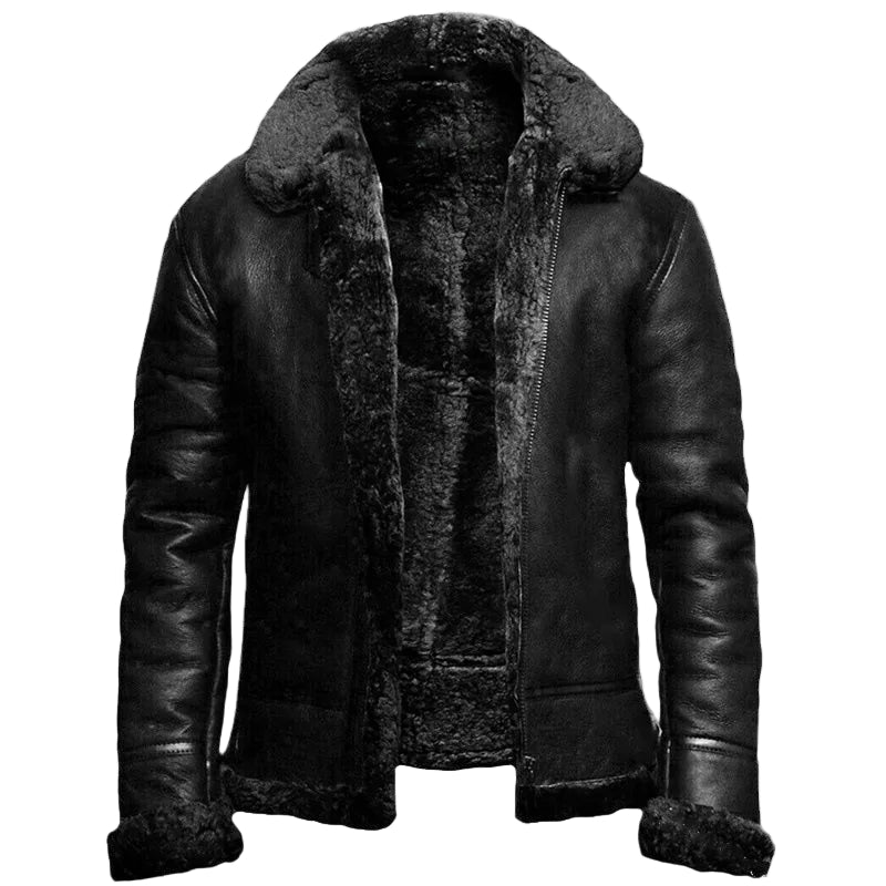 Menns Skinnfrakk med Shearling Fôr 0