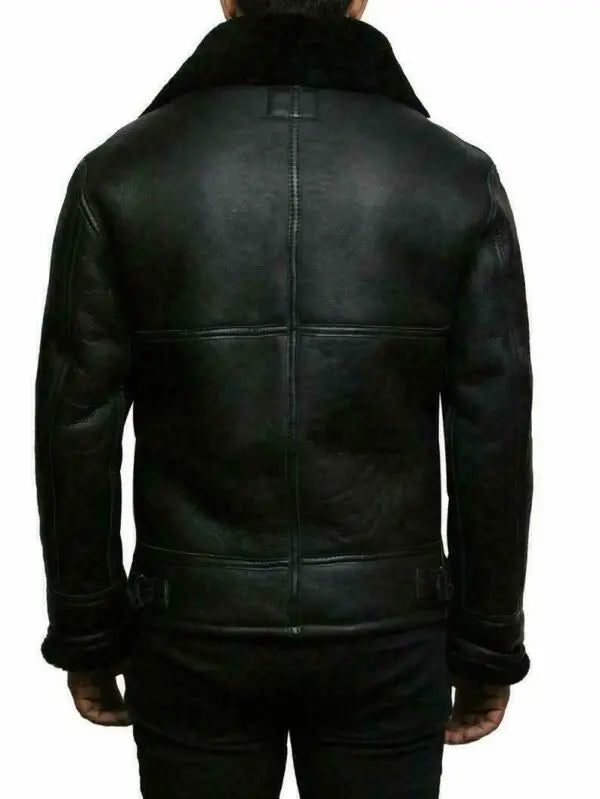 Menns Skinnfrakk med Shearling Fôr 1