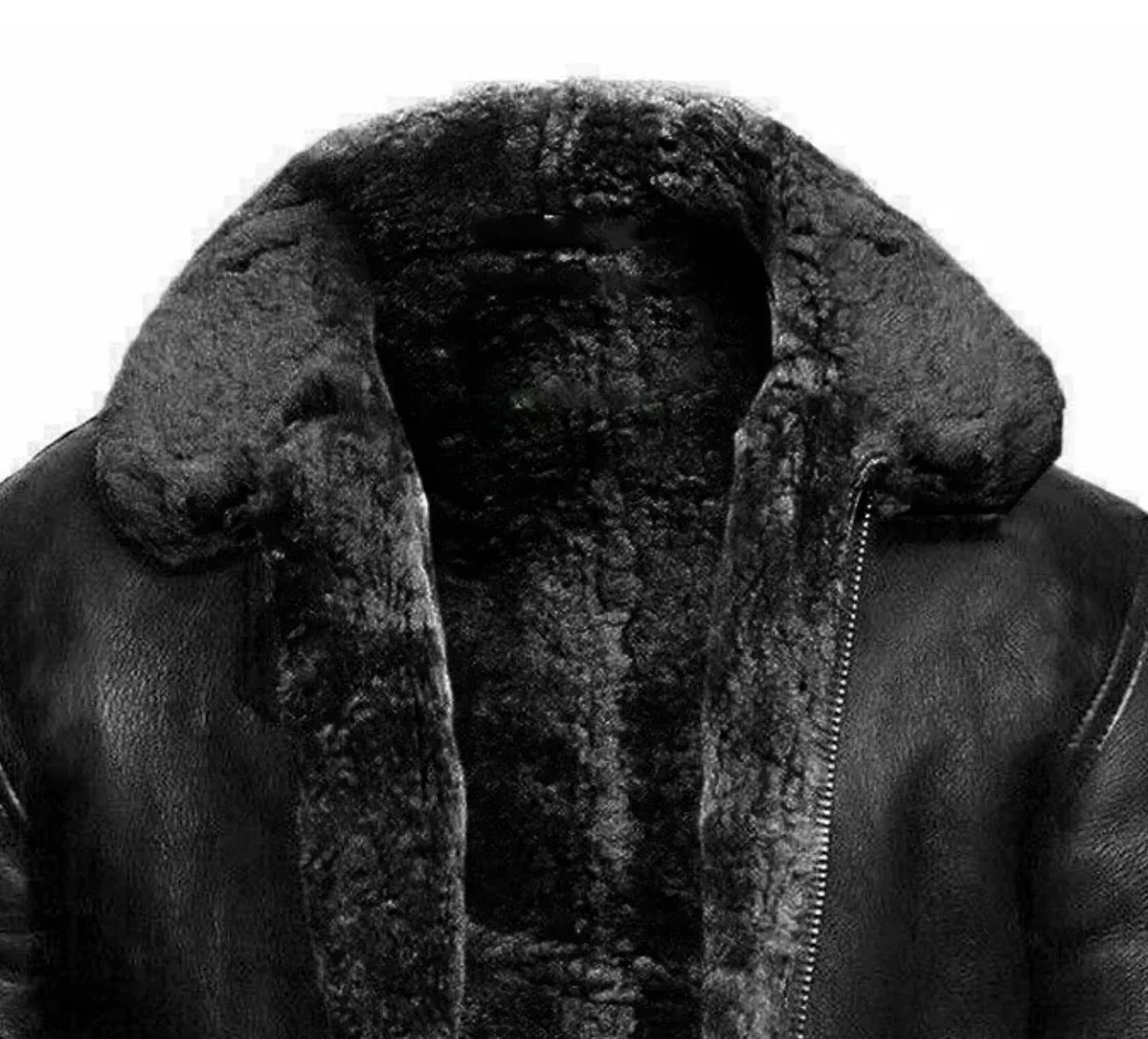 Menns Skinnfrakk med Shearling Fôr 6