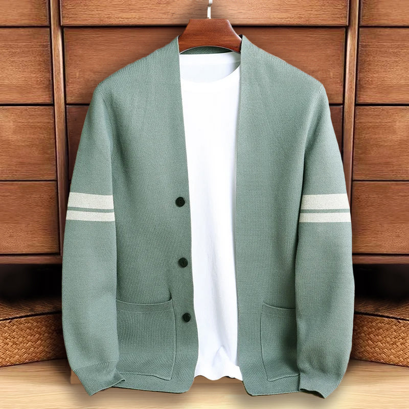 Menns Strikket Cardigan med Moderne Knappelukking 0