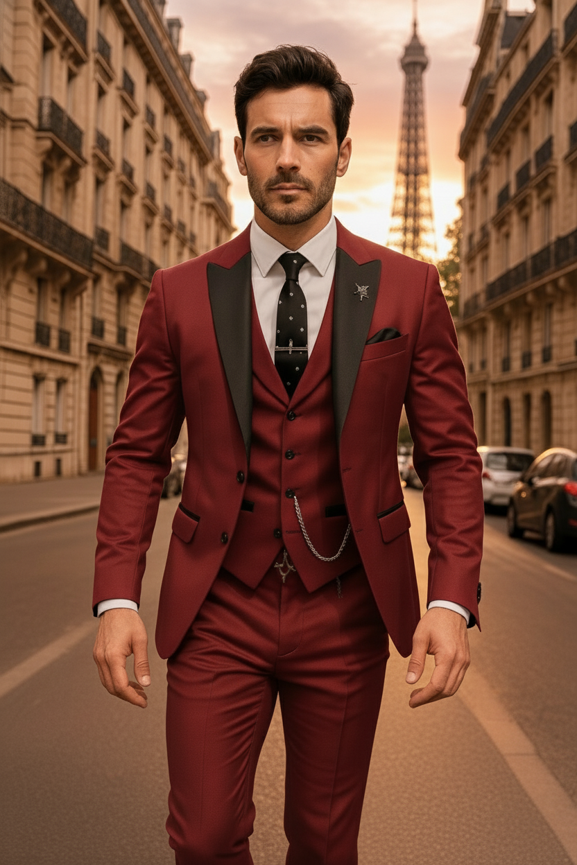 Menns Tredelt Dress Formell Stil 9