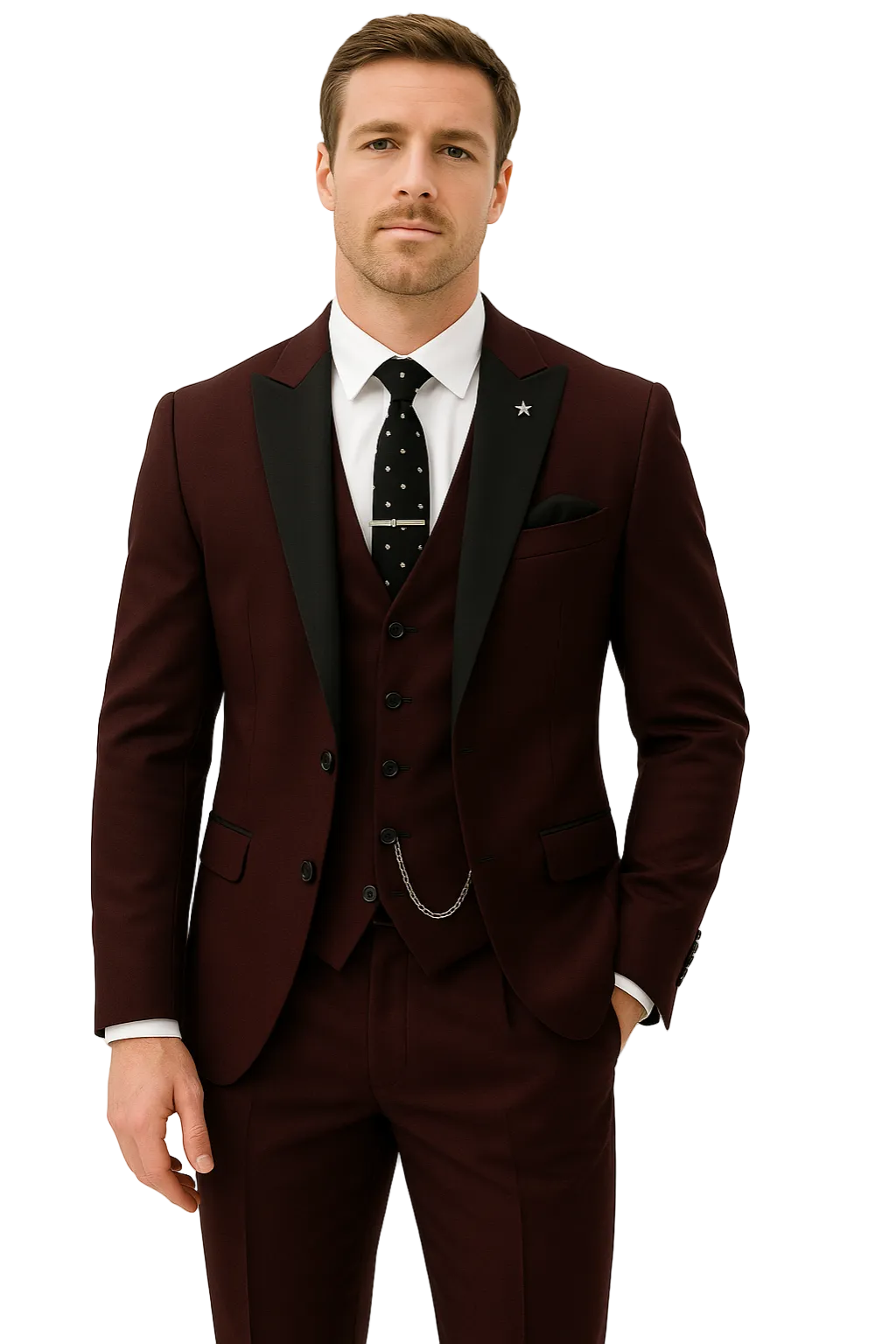 Menns Tredelt Dresssett Formell Stil 0