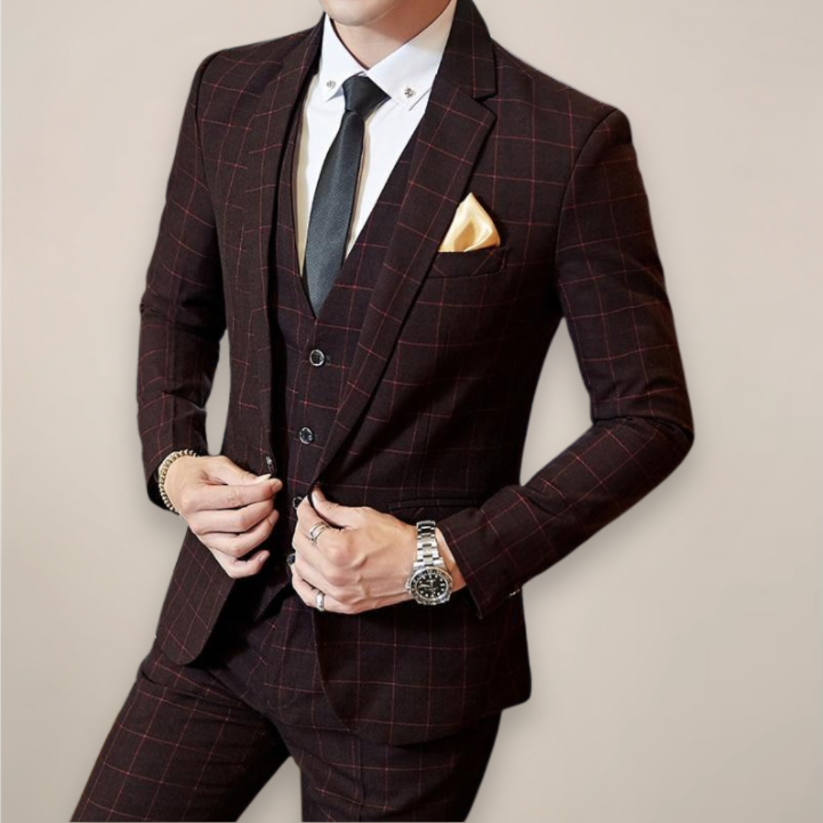 Menns Tredelt Rutete Dress 1