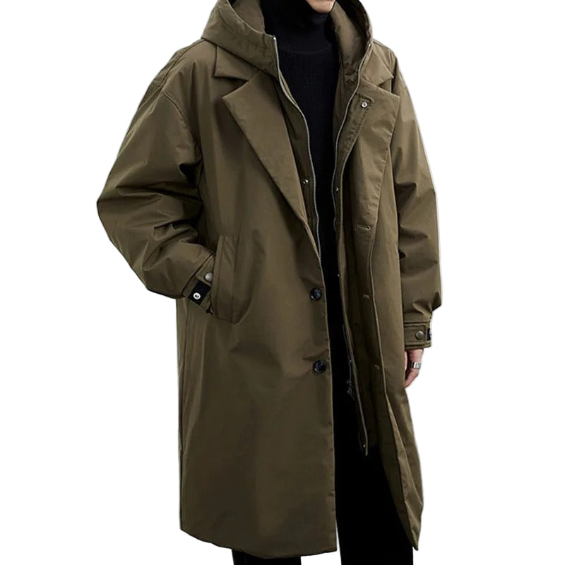 Menns Vanntett Trench Coat med Pufferdesign 0