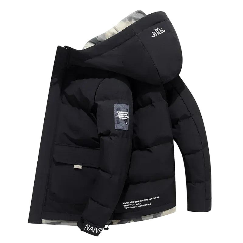 Menns Vinterparka med Fast Hetti og Romslige Lommer 0