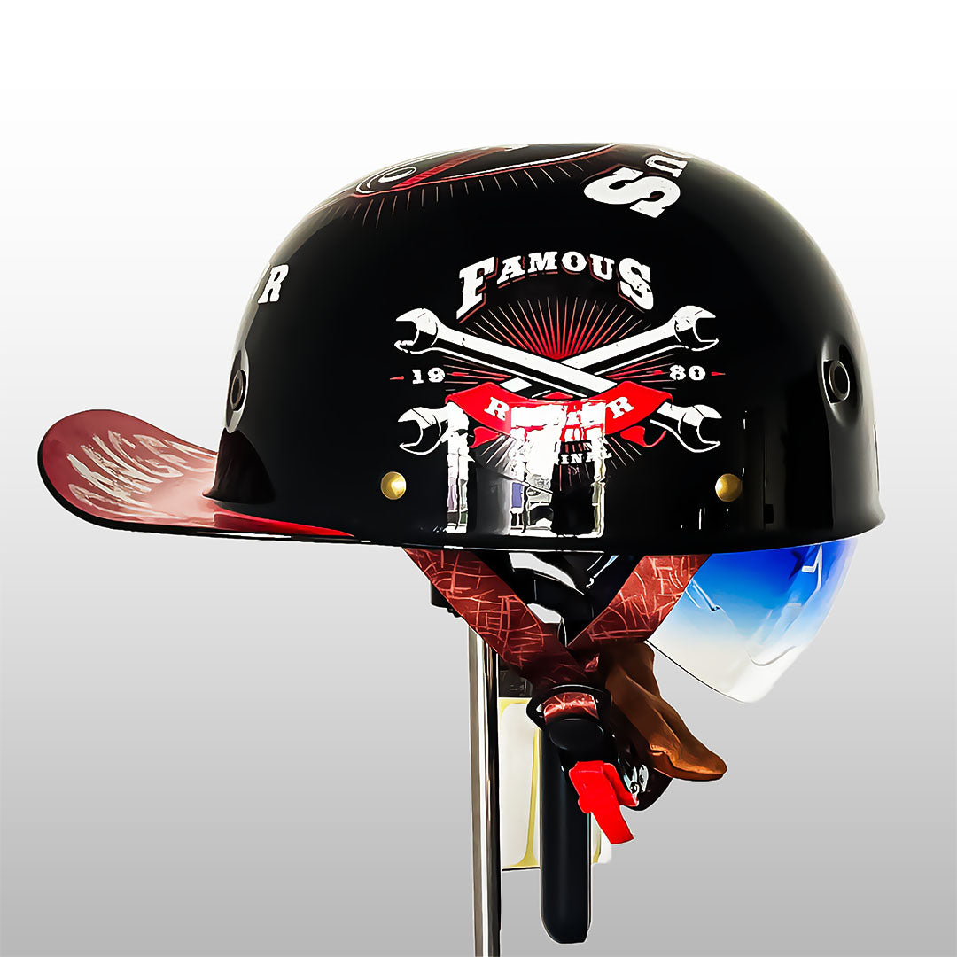 Motorsykkelhjelm i baseballcaps-stil med ECE- og DOT-godkjenning