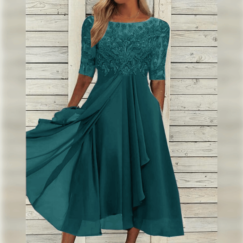 Variant image for Kvinnemidi Kjole Elegant Lett Stoff for Sommerdesign-11