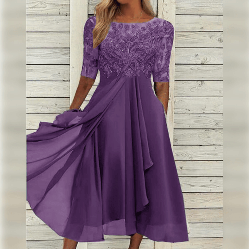 Variant image for Kvinnemidi Kjole Elegant Lett Stoff for Sommerdesign-3