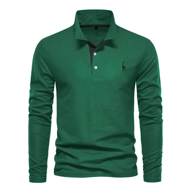 Variant image for Herre Langermet Polo Skjorte Myk Bomull Poloskjorter-35