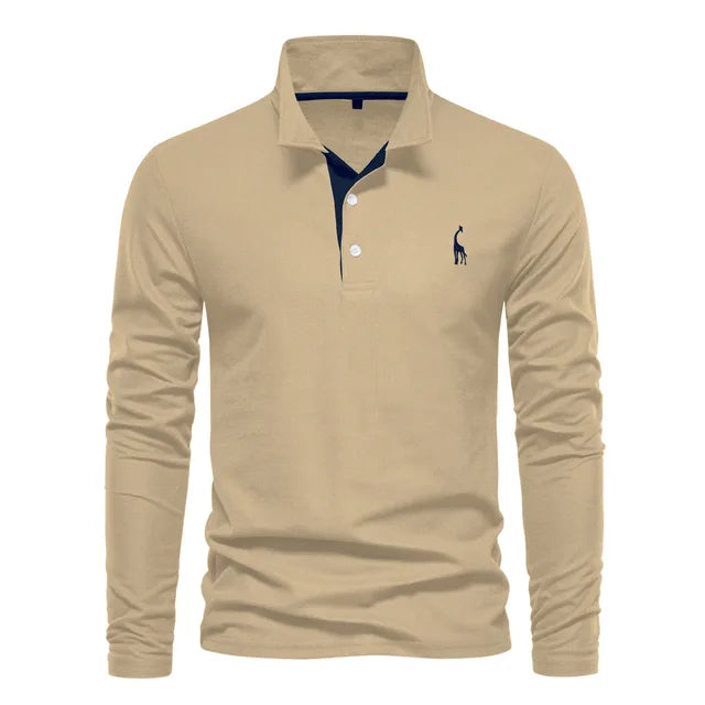 Variant image for Herre Langermet Polo Skjorte Myk Bomull Poloskjorter-30