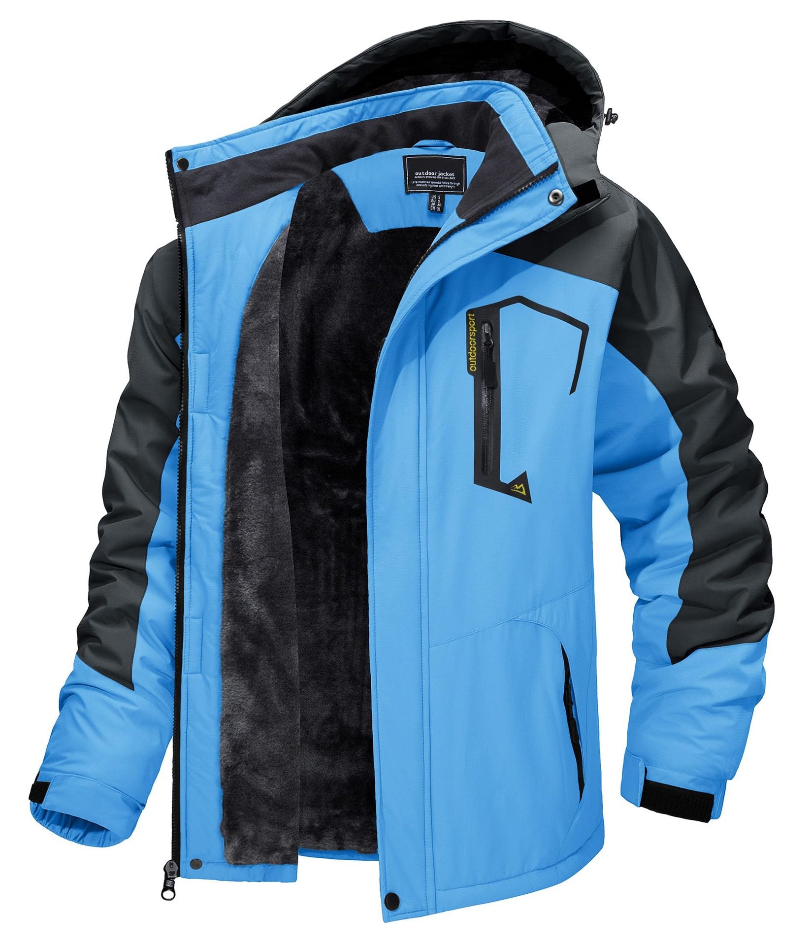Fleece-skijakke med hette for menn