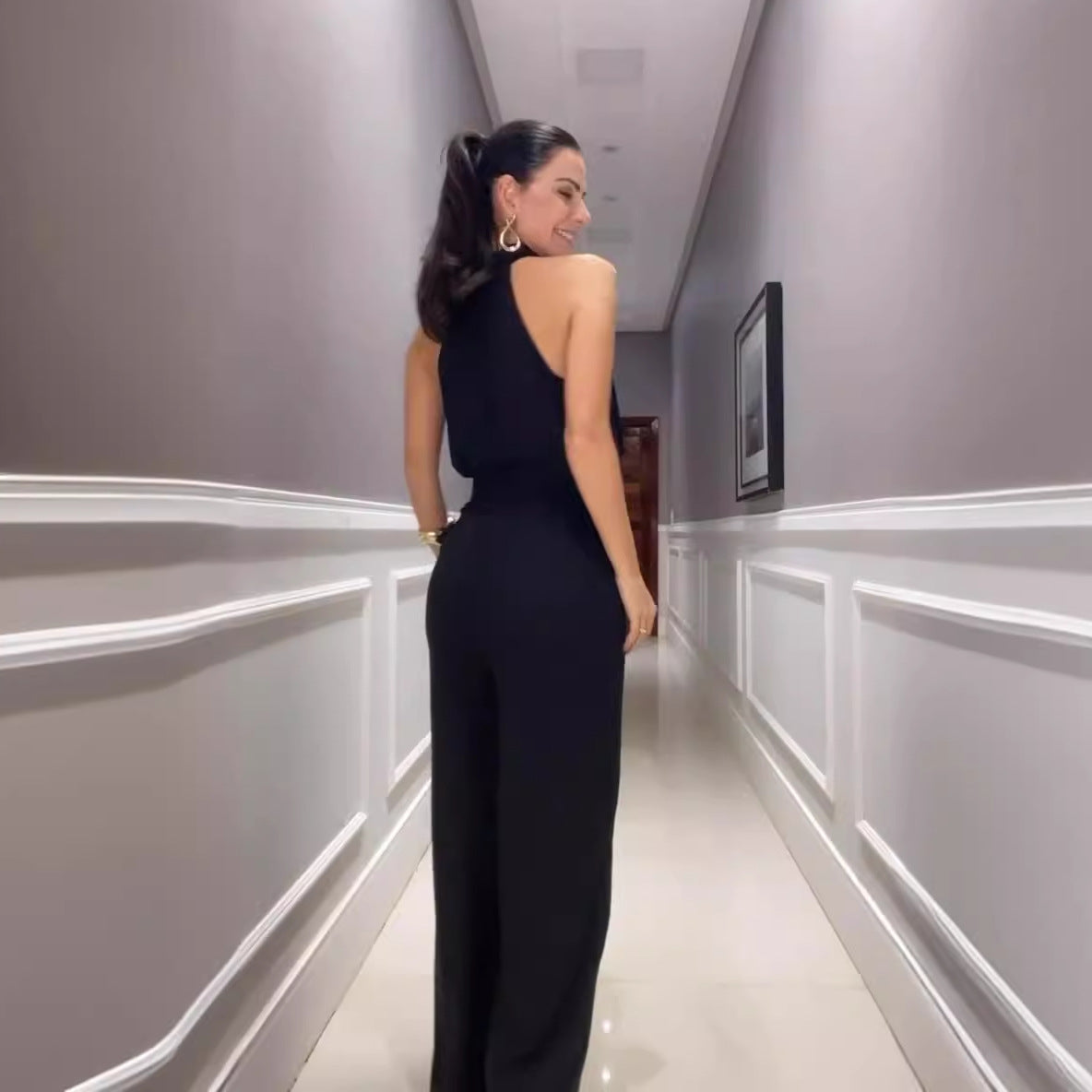 Dame Jumpsuit Sommer Stilig Polyester-3