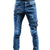 Herre Bikerjeans Casual med Vatterte Detaljer Denim