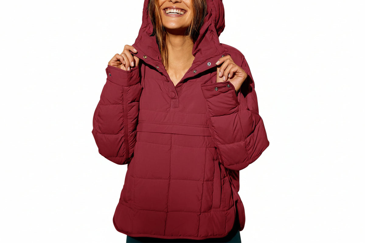 Plus Size Hettegenser med Pufferjakke til Dame