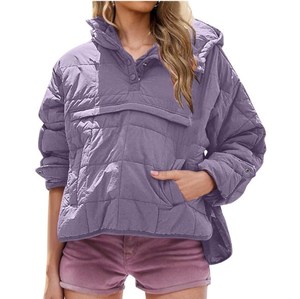 Plus Size Hettegenser med Pufferjakke til Dame