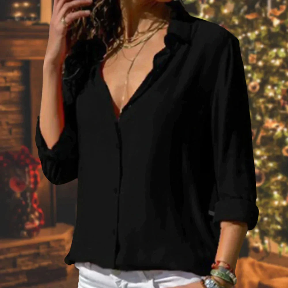Variant image for Kvinnes Satinbluse Hvit Elegant Feminin Snitt-8