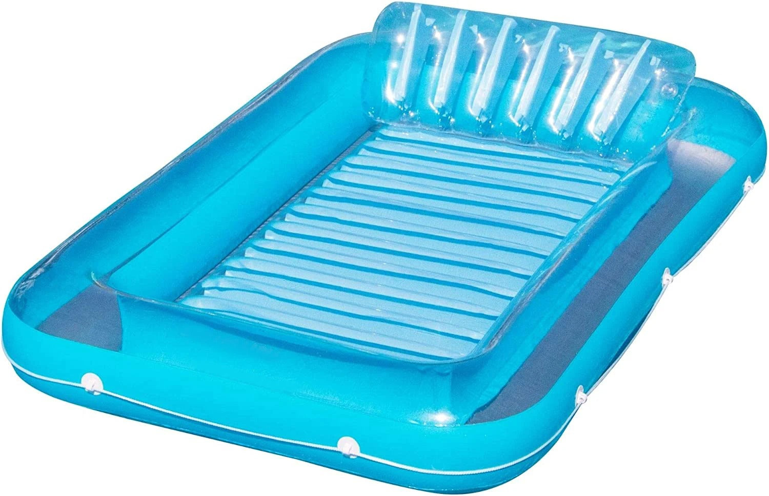 Oppblåsbar Liggestol for Voksne Ribbet PVC med Hodepute og Koppholdere 0
