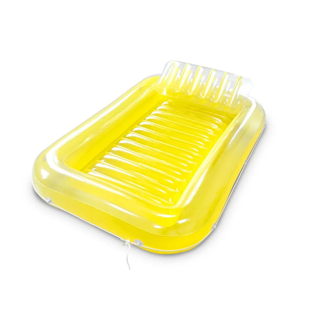 Oppblåsbar Liggestol for Voksne Ribbet PVC med Hodepute og Koppholdere 1